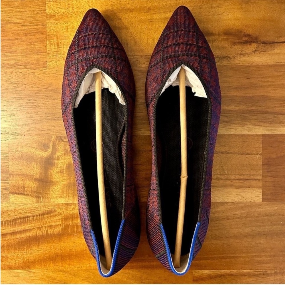Rothy’s The Point Flats In Cranberry Plaid, Plum Purple Burgundy, Size 10 - Picture 8 of 10